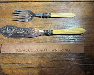D10 - $50. Antique Silver Plated Fish Knife & Fork.