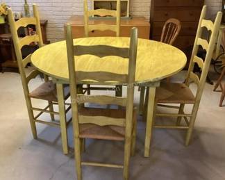 Dining table & woven seat chair set