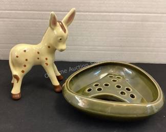 Flower frog, vintage donkey