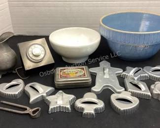 Cookie cutters, stoneware bowl