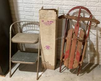 Vintage sled, step stool
