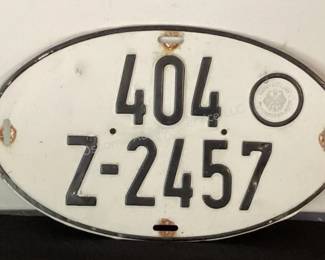 Vintage German License Plate
