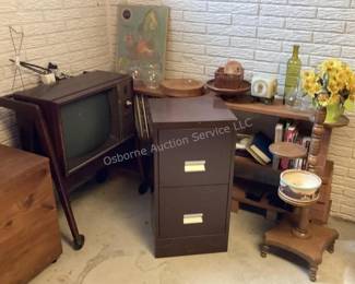 Vintage TV, file cabinet & more