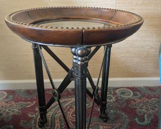 Maitland Smith leather, glass and iron