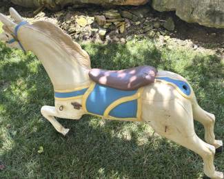 BUY IT NOW! $750.00 Each. Late 1800's Solid Wood Hand Carved Steam Carousel Horse Armitage Glass Eyes, Repainted in the 1970's, Upstate NY