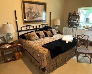 BUY IT NOW! $295.00. Black Faux Bamboo King Size Headboard. Includes Mattress and Box Spring. 80" W x 72" H.