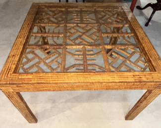 BUY IT NOW! $175.00. Bamboo Table w/Glass Top. 40" x 40" x 29 1/2" H.