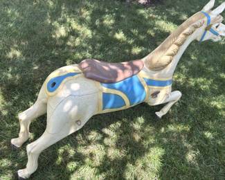 BUY IT NOW! $750.00 Each. Late 1800's Solid Wood Hand Carved Steam Carousel Horse Armitage Glass Eyes, Repainted in the 1970's, Upstate NY