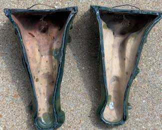 BUY IT NOW! $300.00. Pair of Majolica Mermaid-Merman Figurines Wall Bracket Shelf Sconces. Minor damage.