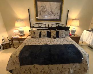 Beautiful bedroom furniture. King size bed. BUY IT NOW! $295.00. Black Faux Bamboo King Size Headboard. Includes Mattress and Box Spring. 80" W x 72" H.