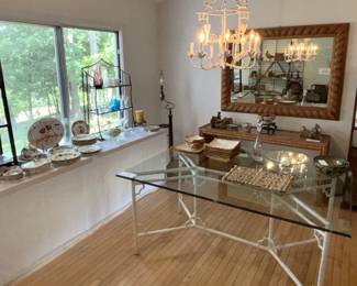 So many beautiful and unique items. Jan's pick of the sale is the wonderful glass top faux bamboo (iron base) table.