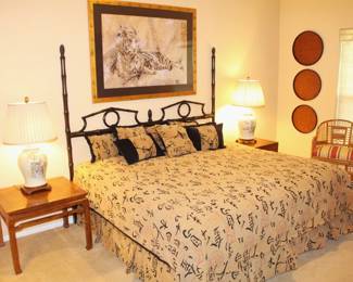 BUY IT NOW! $295.00. Black Faux Bamboo King Size Headboard. Includes Mattress and Box Spring. 80" W x 72" H.