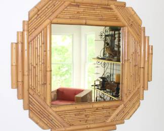BUY IT NOW! $400.00. Rattan & Bamboo Framed Mirror. 38" x 38" Style of Collin Morrow.