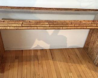 BUY IT NOW! $375.00. Bamboo Glass Top Console Table. 18" D x 61" W x 29" H.
