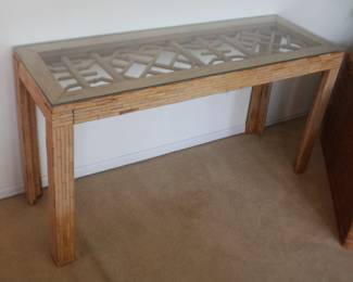 BUY IT NOW! $275.00. Bamboo Console Table w/Glass Top. 19" D x 55" W x 29" H.