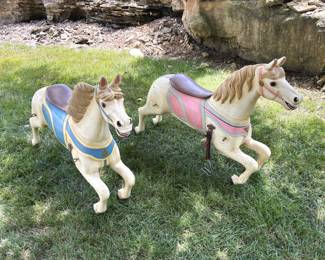 BUY IT NOW! $750.00 Each. Late 1800's Solid Wood Hand Carved Steam Carousel Horse Armitage Glass Eyes, Repainted in the 1970's, Upstate NY