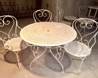 BUY IT NOW! $450.00. French Wrought Iron Table w/Three Chairs.