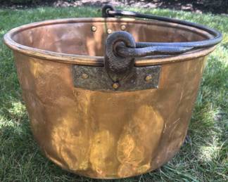 BUY IT NOW! $375.00. Antique Copper Apple Butter Kettle. 18" x 24" Dovetail joints, rolled rim, hand forged iron handle.