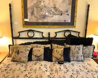 BUY IT NOW! $295.00. Black Faux Bamboo King Size Headboard. Includes Mattress and Box Spring. 80" W x 72" H.