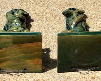 BUY IT NOW! $300.00. Pair of Majolica Mermaid-Merman Figurines Wall Bracket Shelf Sconces. Minor damage.
