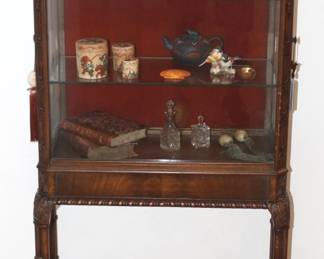 BUY IT NOW! $575.00. Antique Mahogany Chinese Chippendale Cabinet w/Glass Shelves. 24 3/4" W x 12 1/4" D x 58" H.