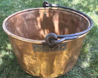 BUY IT NOW! $375.00. Antique Copper Apple Butter Kettle. 18" x 24" Dovetail joints, rolled rim, hand forged iron handle