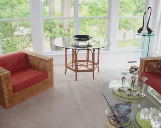 The home is full of lovely decorator pieces. (Note: Rattan table with glass top has been sold)