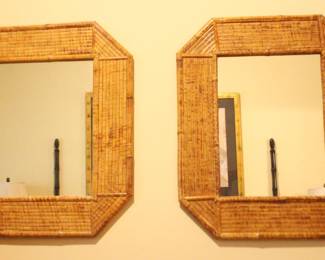 BUY IT NOW! $600.00. Pair of Bamboo Framed Mirrors. 28 1/2" W x 34 1/4" H.