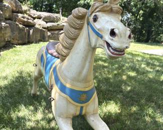BUY IT NOW! $750.00 Each. Late 1800's Solid Wood Hand Carved Steam Carousel Horse Armitage Glass Eyes, Repainted in the 1970's, Upstate NY