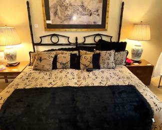 BUY IT NOW! $295.00. Black Faux Bamboo King Size Headboard. Includes Mattress and Box Spring. 80" W x 72" H.