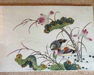 BUY IT NOW! $150.00. Antique Chinoiserie Hand Painted Porcelain Panel. 12" x 17 3/4"