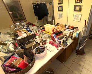 Bathroom is packed with useful items.