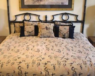 BUY IT NOW! $295.00. Black Faux Bamboo King Size Headboard. Includes Mattress and Box Spring. 80" W x 72" H.