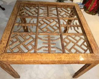 BUY IT NOW! $175.00. Bamboo Table w/Glass Top. 40" x 40" x 29 1/2" H.