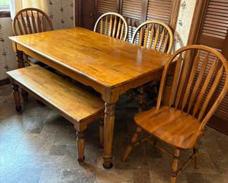 table, chairs, bench