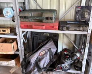 shelving, power tools