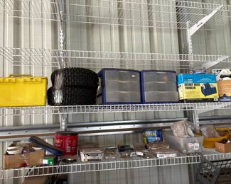hardware, storage, lawmower tires, rock tumblers