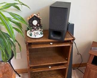 small bookscase, clock