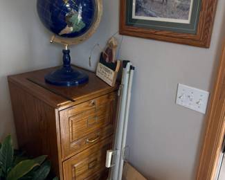 file cabinet, Globe, wall decor