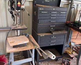 drill press, tool box