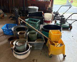 flower pots, mop bucket