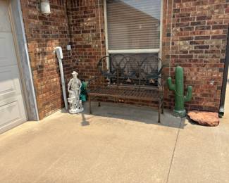 bench, cowboy, cactus