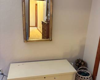 cedar chest, mirror, baskets