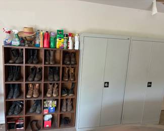 boots, shelving, chemicals