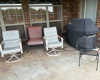 patio chairs, grill