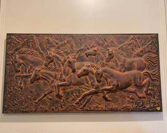 Unique, running horses relief art piece