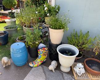 Garden stool, Talavera pottery, planters