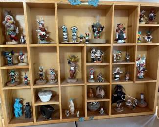 Shadow box assemblage of Native American miniatures