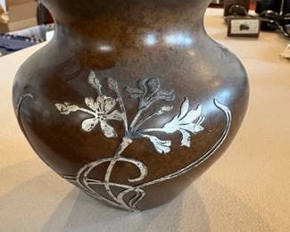 Small Heintz Metal Co sterling on bronze vase, ca1915