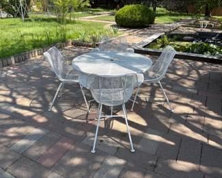 Russell Woodard Sculpture armless mesh patio chairs, set/4